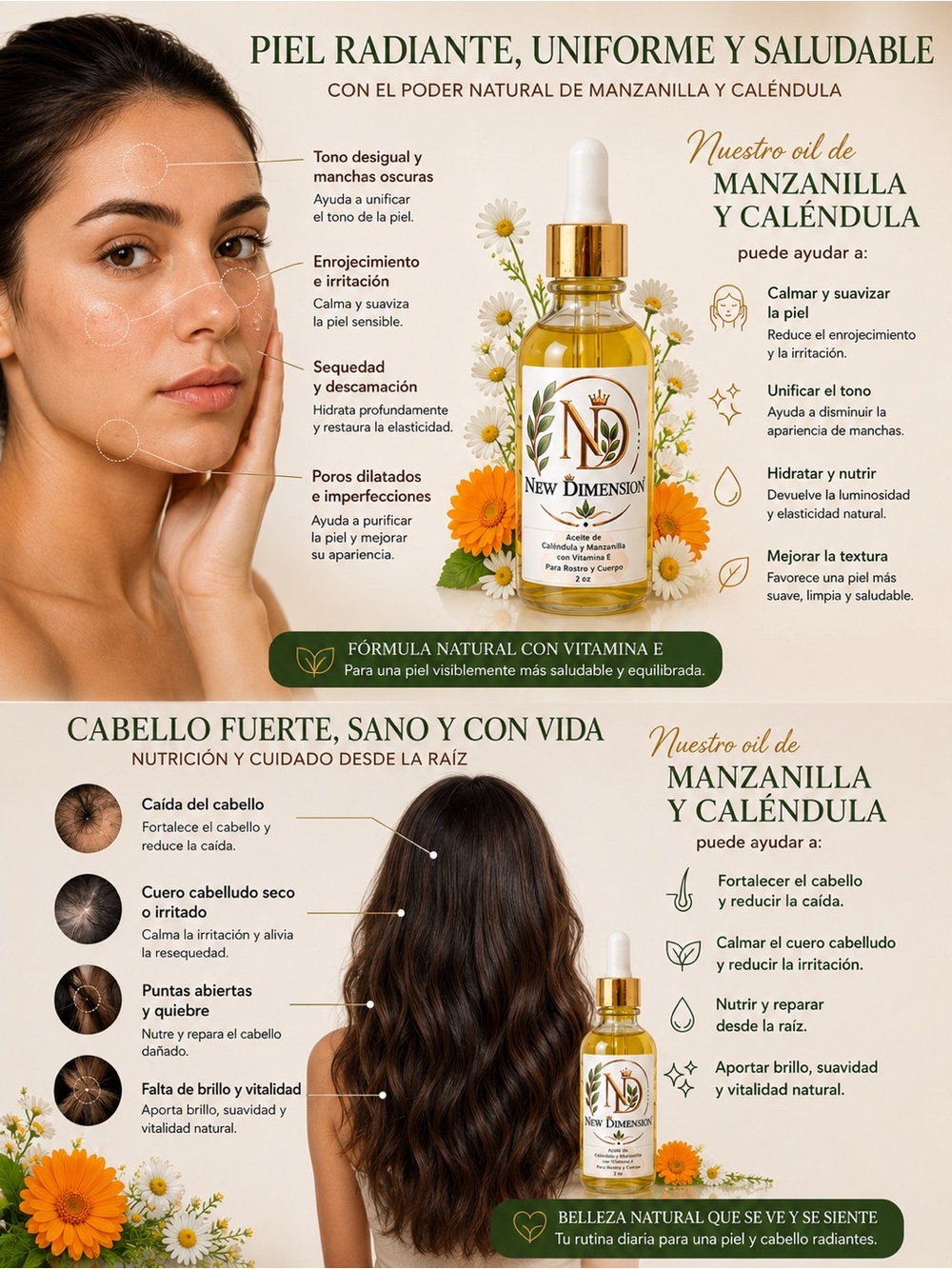 Manzanilla y Caléndula Facial & Hair Oil - Golden Yellow